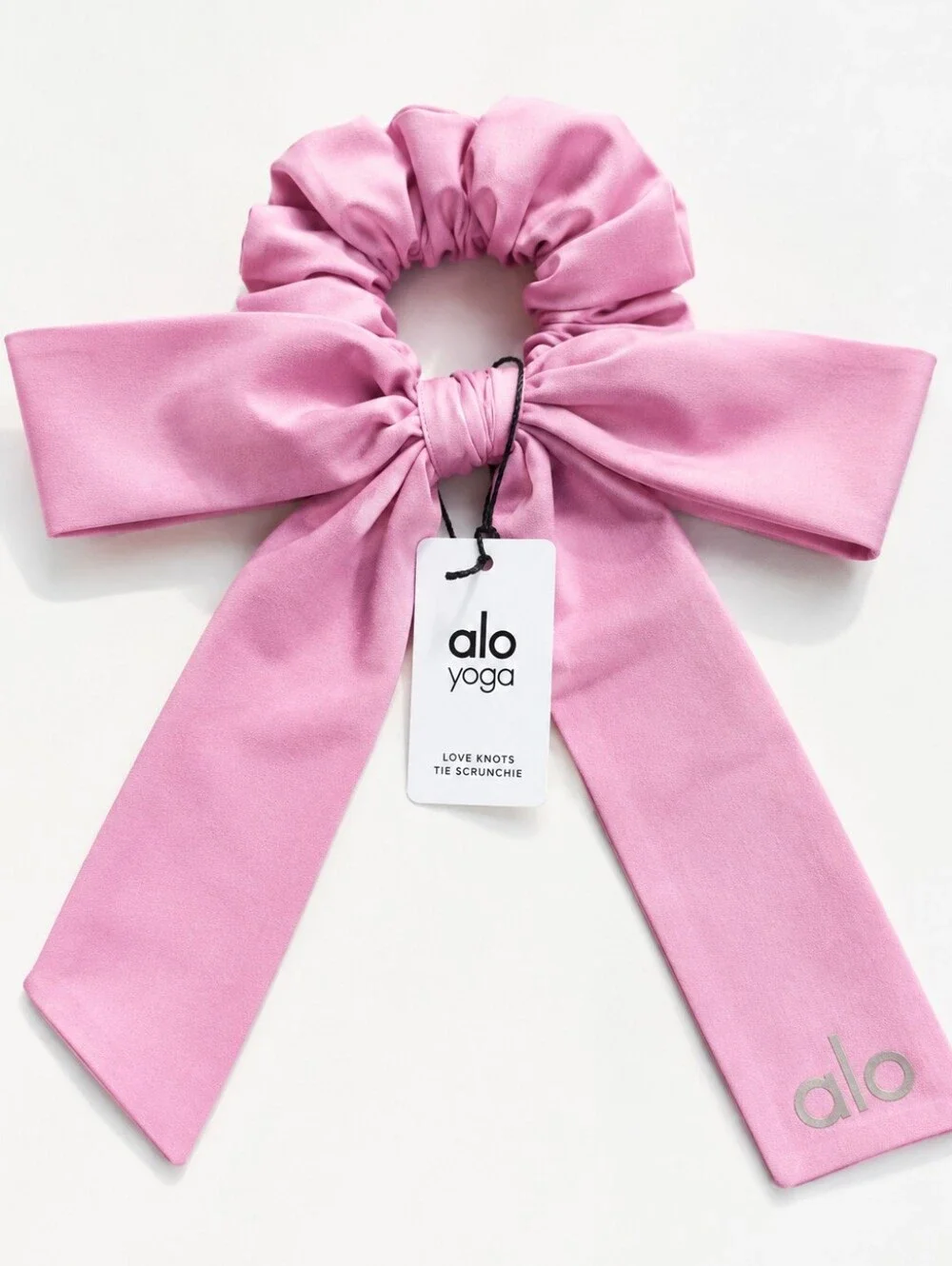 NWT Alo Yoga Love Knots Tie Scrunchie Candy Heart Pink Bow Hair Tie
